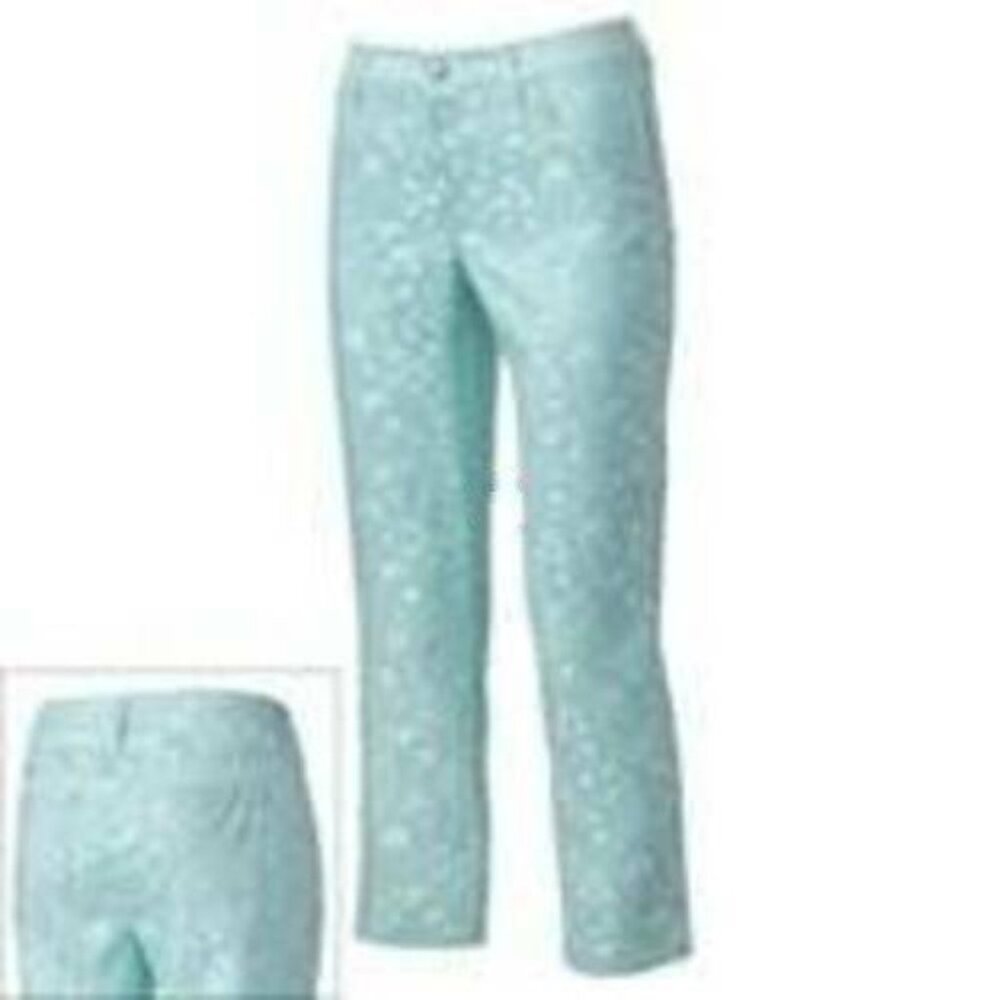 Jennifer Lopez Crop Pants Womens 0 Blue Jacquard Straight Slim Pants JLO